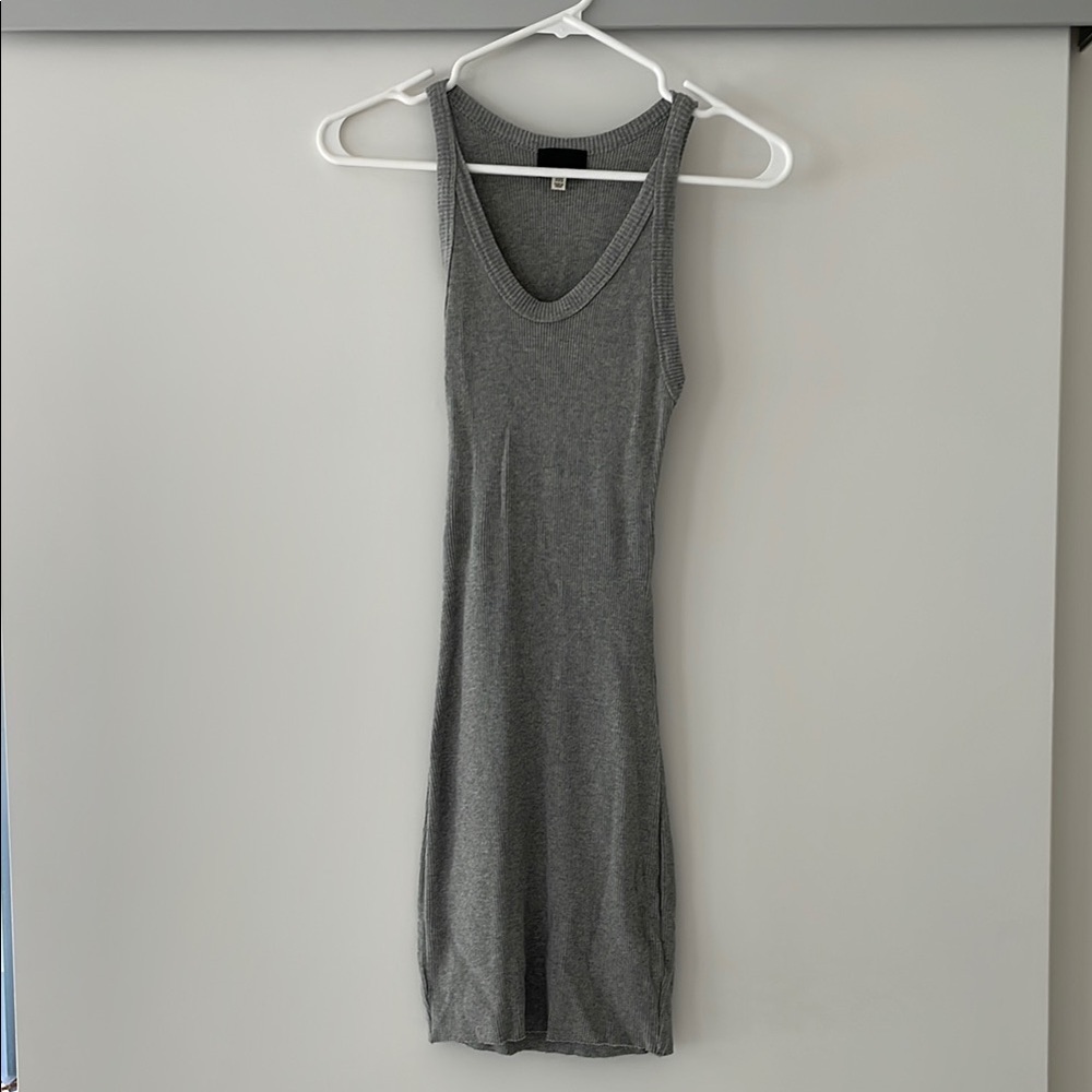 Wilfred Ribbed Tank Mini Dress in Heather Gray - Picture 2 of 9